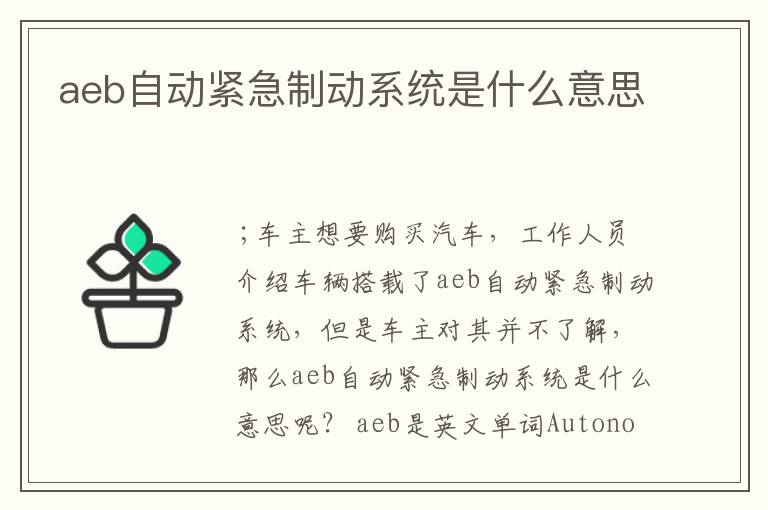aeb自动紧急制动系统是什么意思