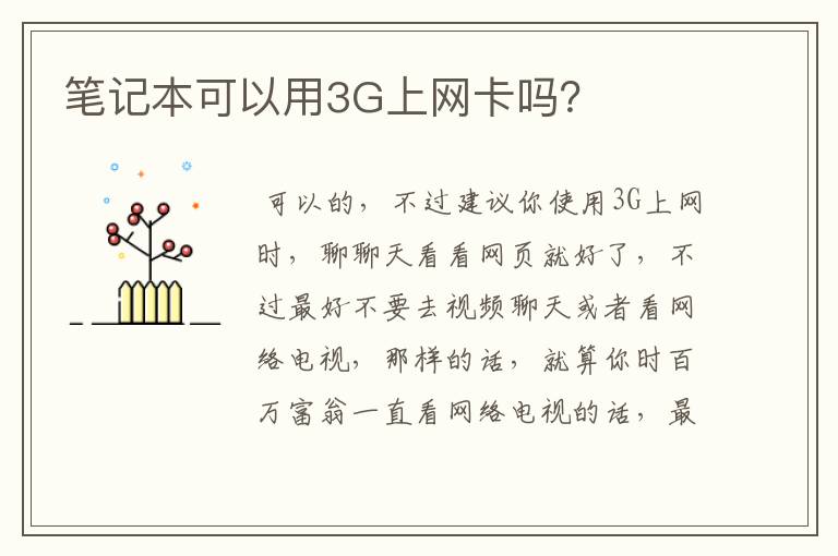 笔记本可以用3G上网卡吗?