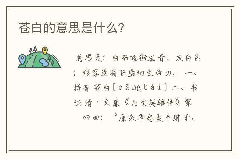 苍白的意思是什么?
