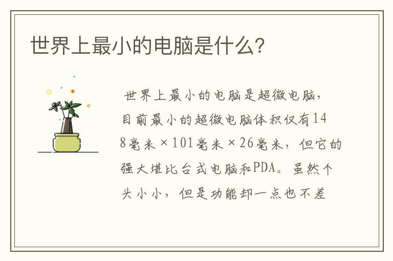 世界上最小的电脑是什么?