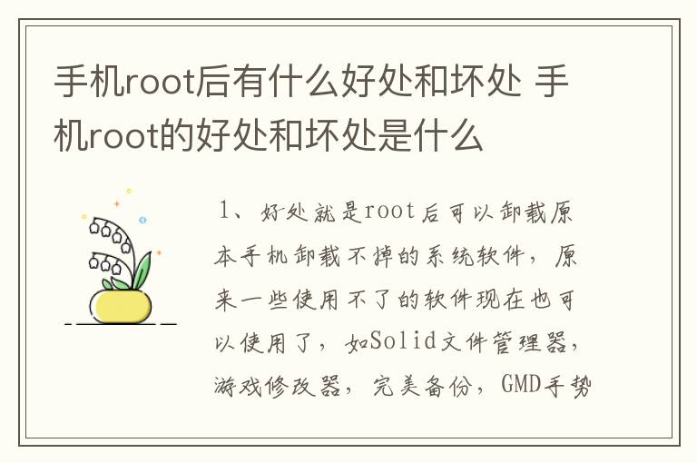（手机root好不好）手机root到底好不好
