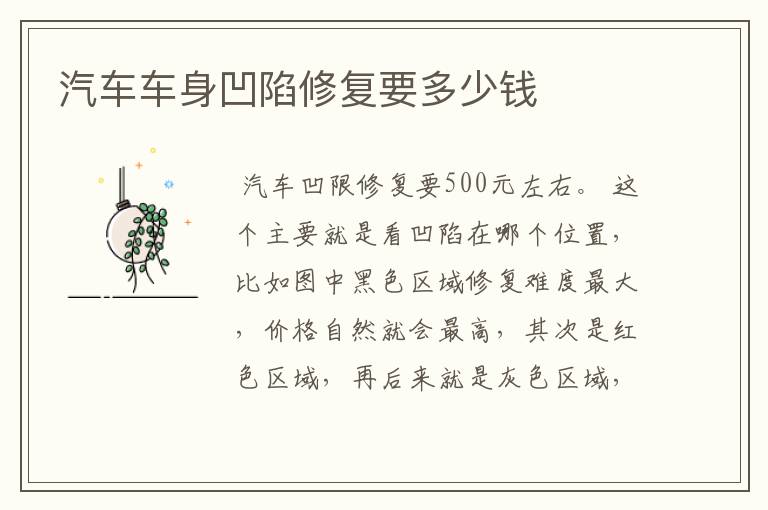 汽车车身凹陷修复要多少钱