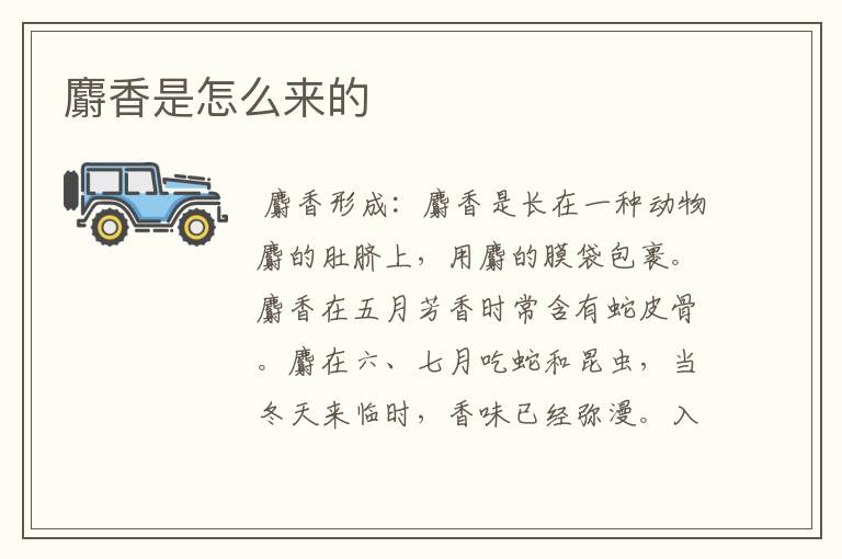 麝香是怎么来的