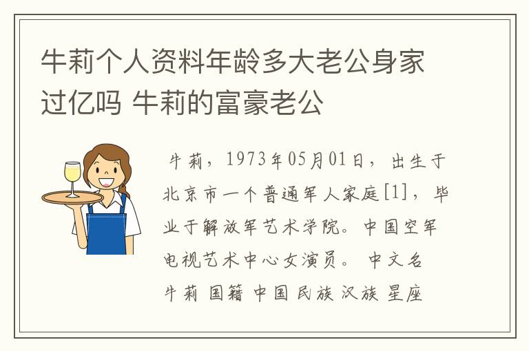 牛莉个人资料年龄多大老公身家过亿吗 牛莉的富豪老公
