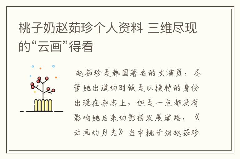 桃子奶赵茹珍个人资料 三维尽现的“云画”得看
