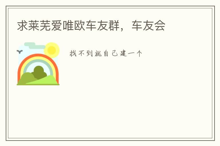 求莱芜爱唯欧车友群，车友会