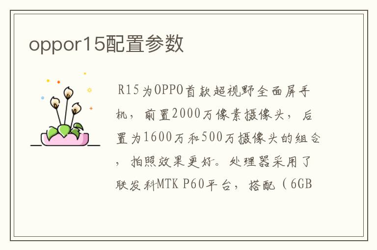 oppor15配置参数