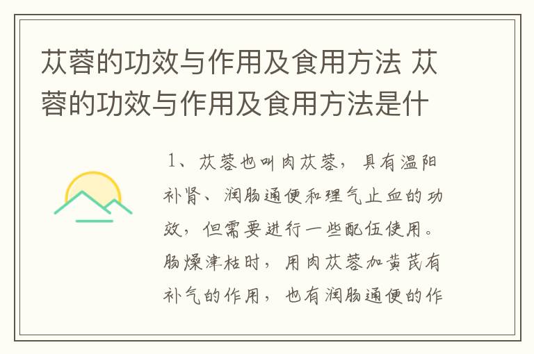 苁蓉的功效与作用及食用方法 苁蓉的功效与作用及食用方法是什么