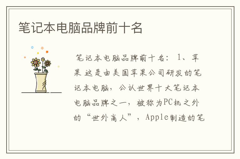 笔记本电脑品牌前十名