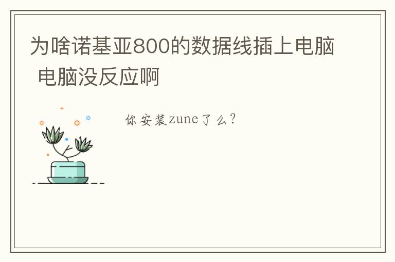 为啥诺基亚800的数据线插上电脑 电脑没反应啊