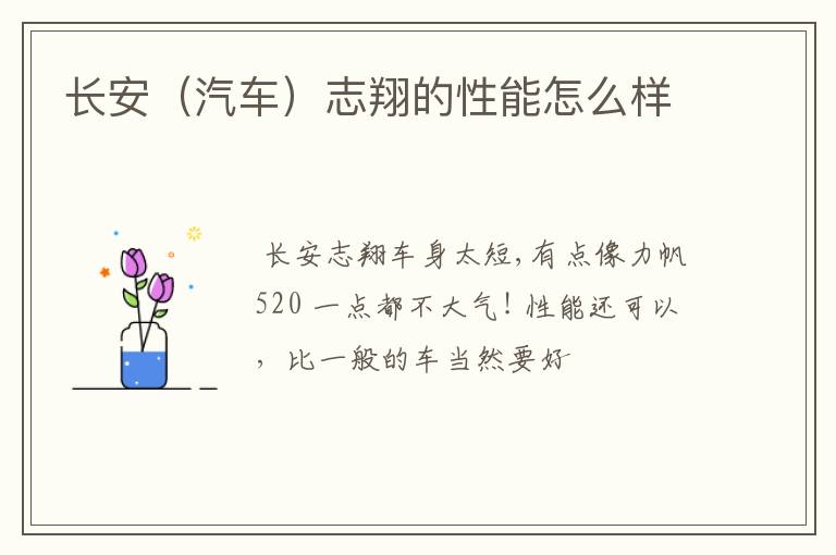 长安(汽车)志翔的性能怎么样