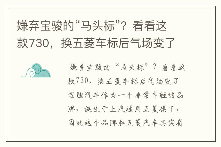 嫌弃宝骏的“马头标”？看看这款730，换五菱车标后气场变了