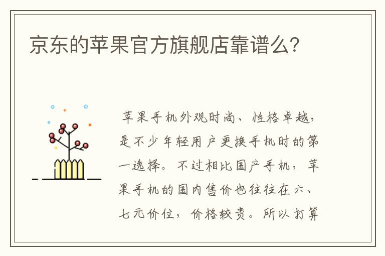 京东的苹果官方旗舰店靠谱么？
