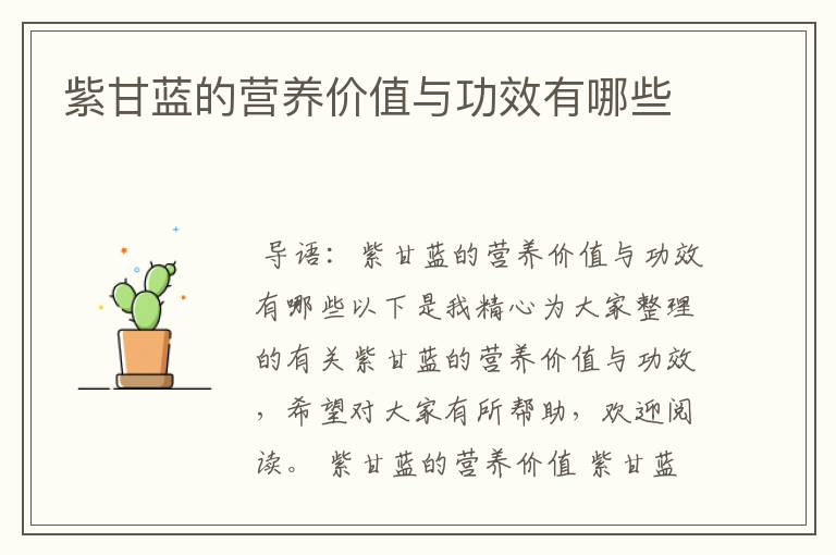 紫甘蓝的营养价值与功效有哪些
