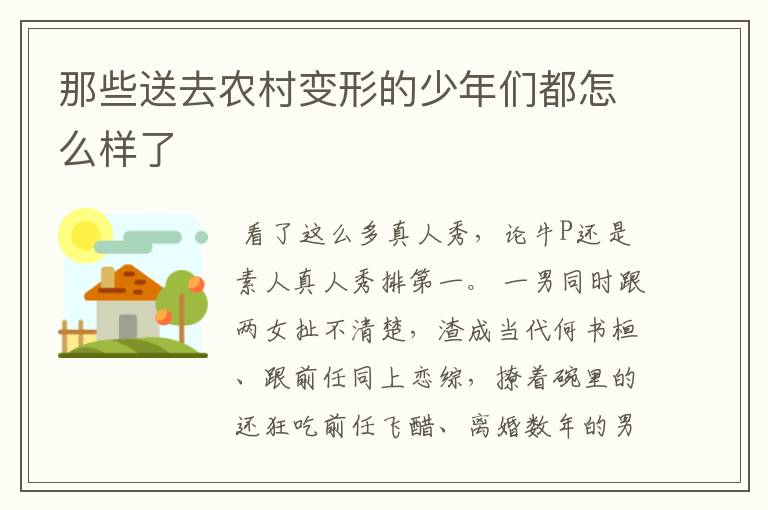 那些送去农村变形的少年们都怎么样了