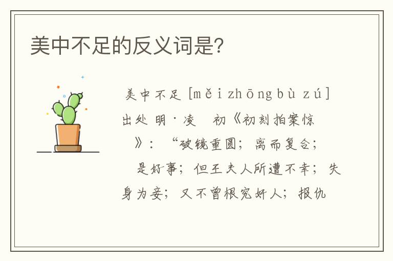 美中不足的反义词是?