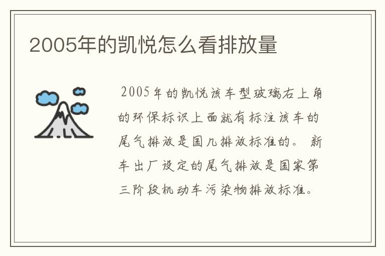2005年的凯悦怎么看排放量