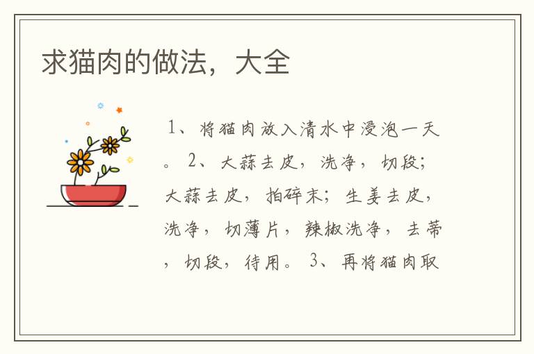 求猫肉的做法，大全