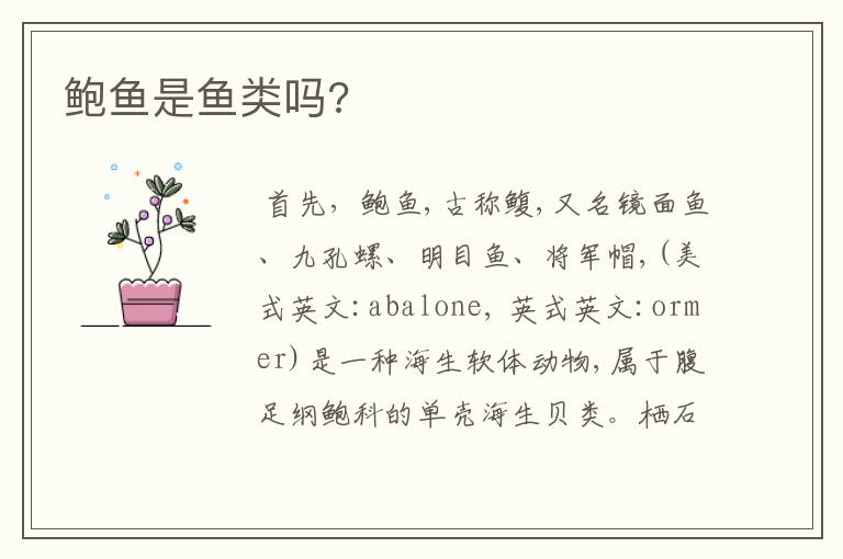 鲍鱼是鱼类吗?