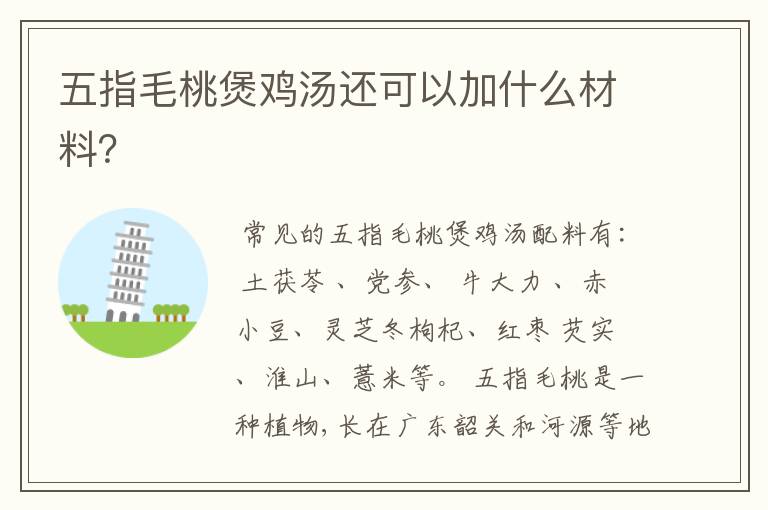 五指毛桃煲鸡汤还可以加什么材料？