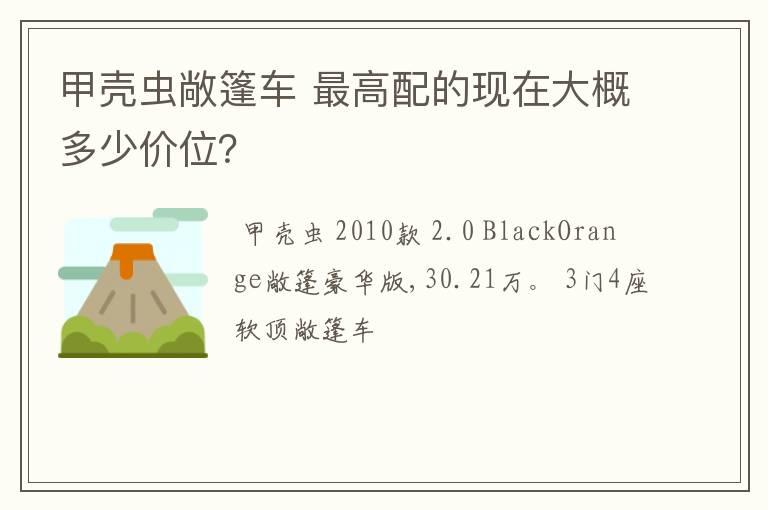 甲壳虫敞篷车 最高配的现在大概多少价位?