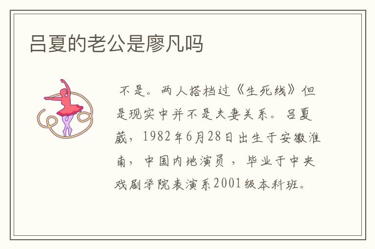 吕夏的老公是廖凡吗