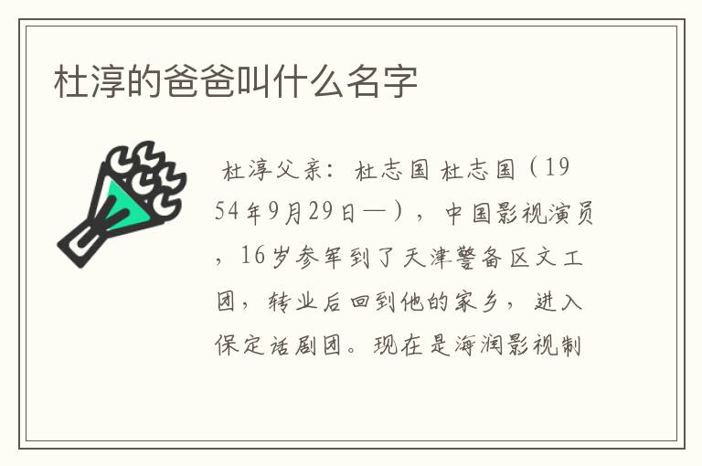 杜淳的爸爸叫什么名字