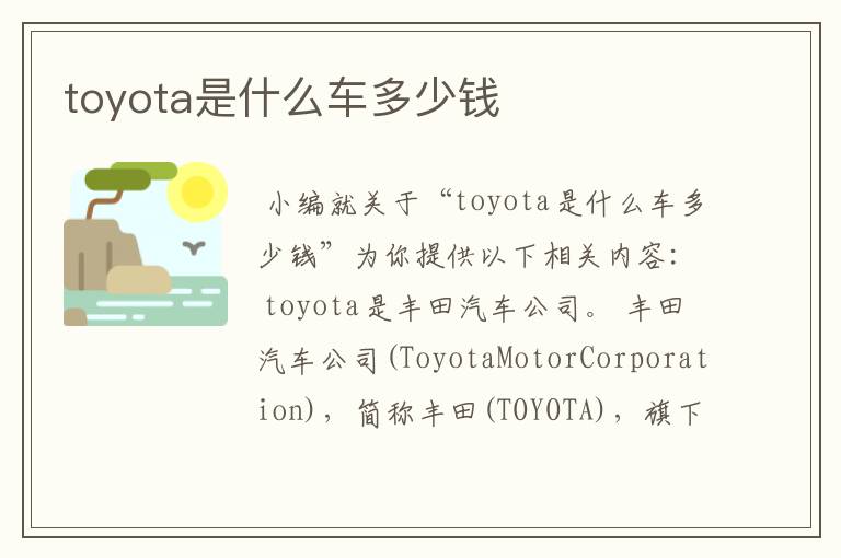toyota是什么车多少钱