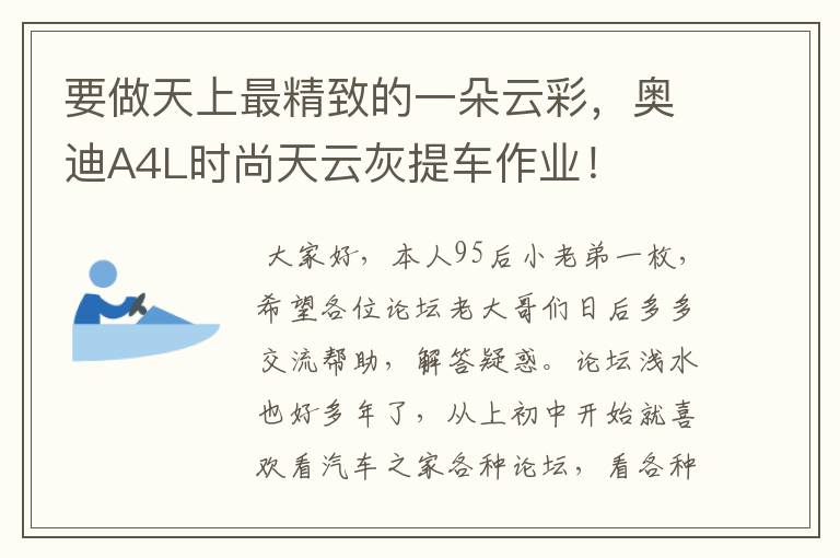 要做天上最精致的一朵云彩，奥迪A4L时尚天云灰提车作业！