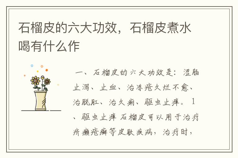 石榴皮的六大功效,石榴皮煮水喝有什么作