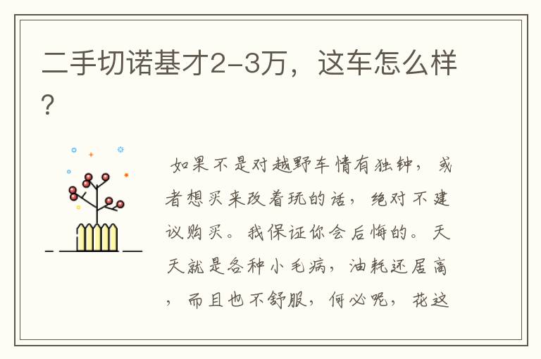 二手切诺基才2-3万,这车怎么样?