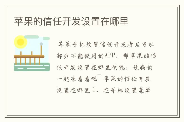 苹果的信任开发设置在哪里