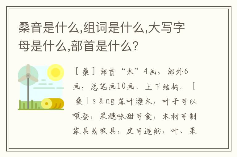 桑音是什么,组词是什么,大写字母是什么,部首是什么?
