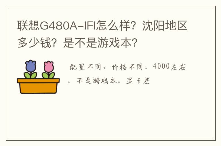 联想G480A-IFI怎么样？沈阳地区多少钱？是不是游戏本？