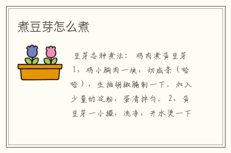 煮豆芽怎么煮