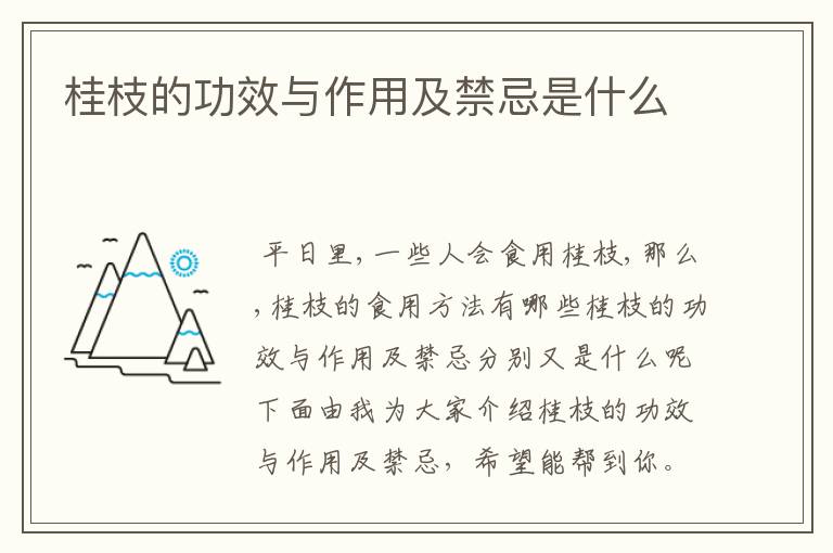 桂枝的功效与作用及禁忌是什么