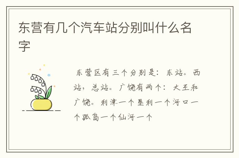 东营有几个汽车站分别叫什么名字