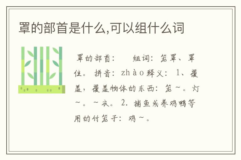 罩的部首是什么,可以组什么词