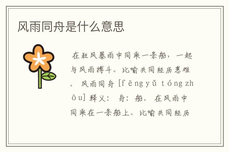 风雨同舟是什么意思
