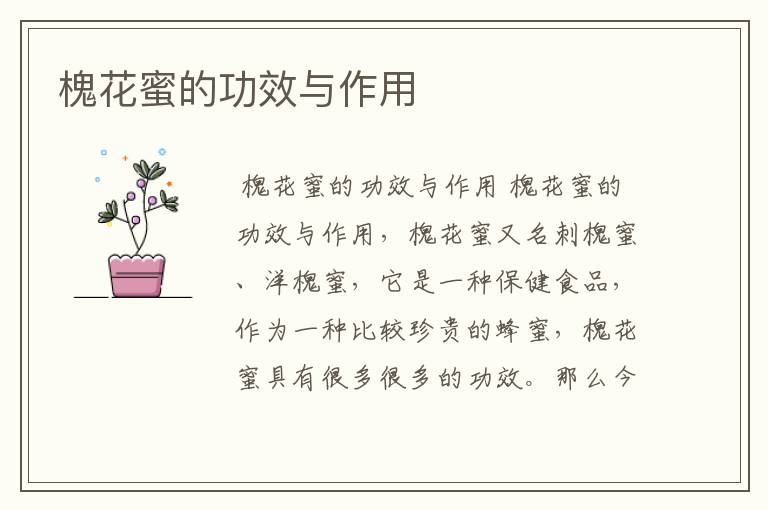 槐花蜜的功效与作用