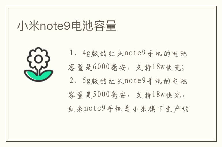 小米note9电池容量
