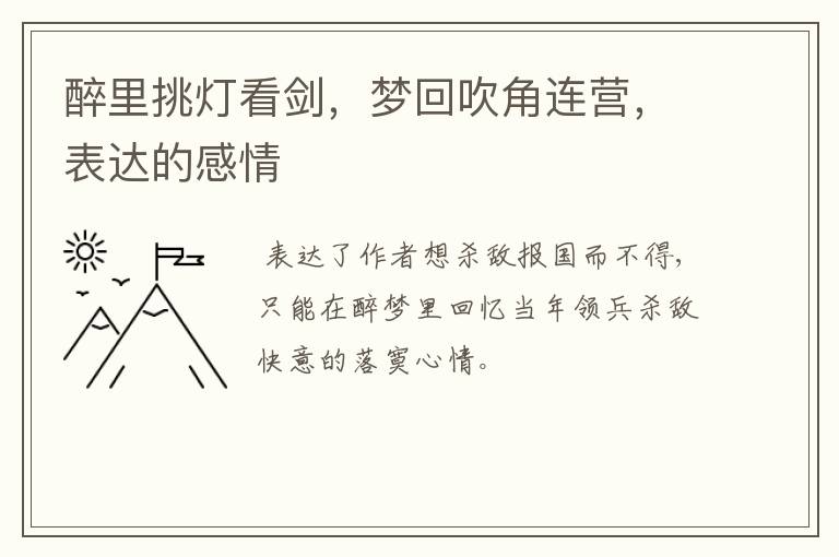醉里挑灯看剑,梦回吹角连营,表达的感情