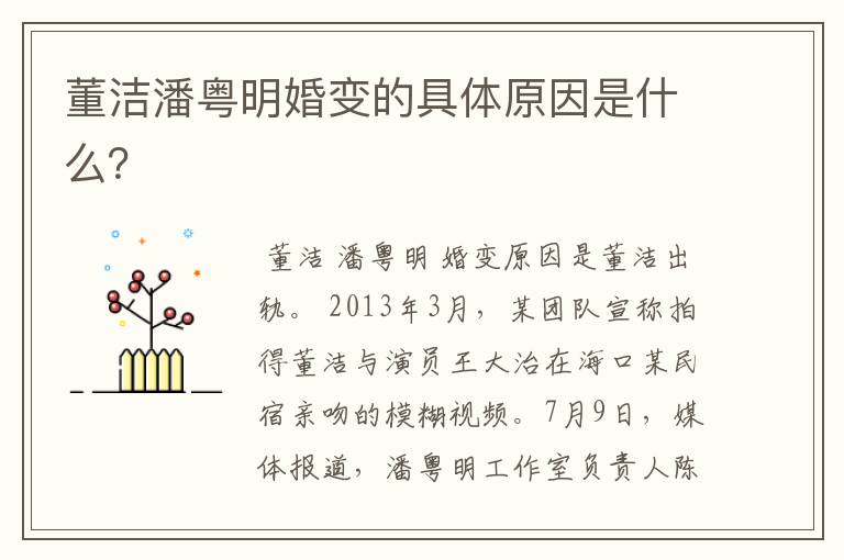 董洁潘粤明婚变的具体原因是什么?