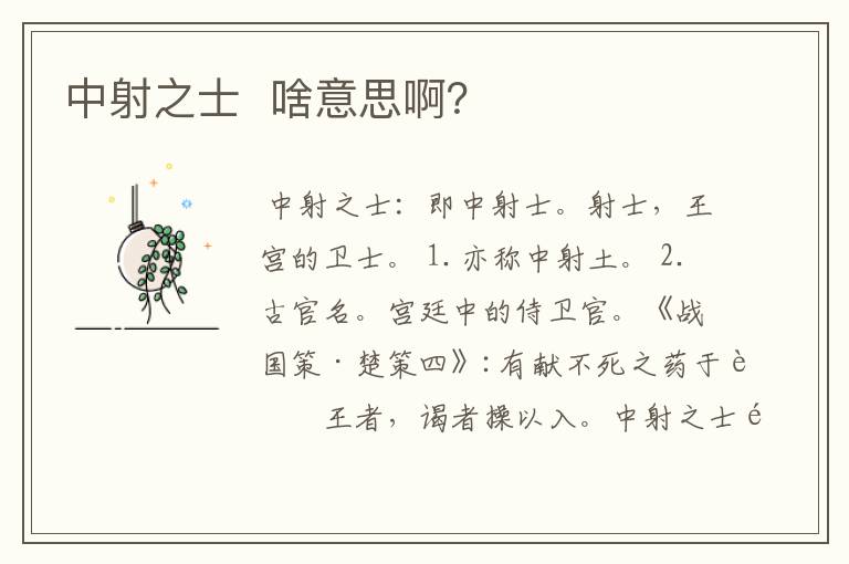 中射之士 啥意思啊?
