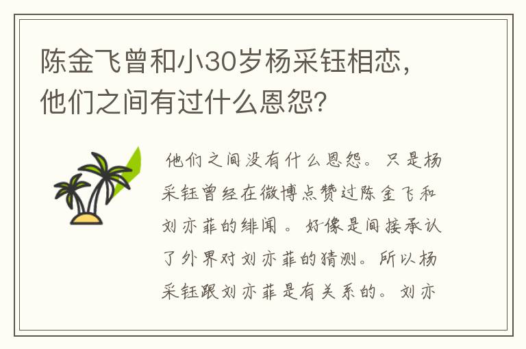 陈金飞曾和小30岁杨采钰相恋,他们之间有过什么恩怨?
