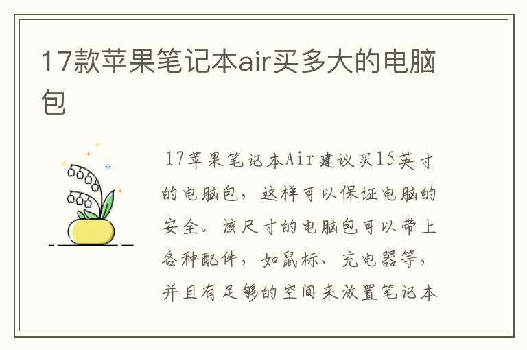 17款苹果笔记本air买多大的电脑包