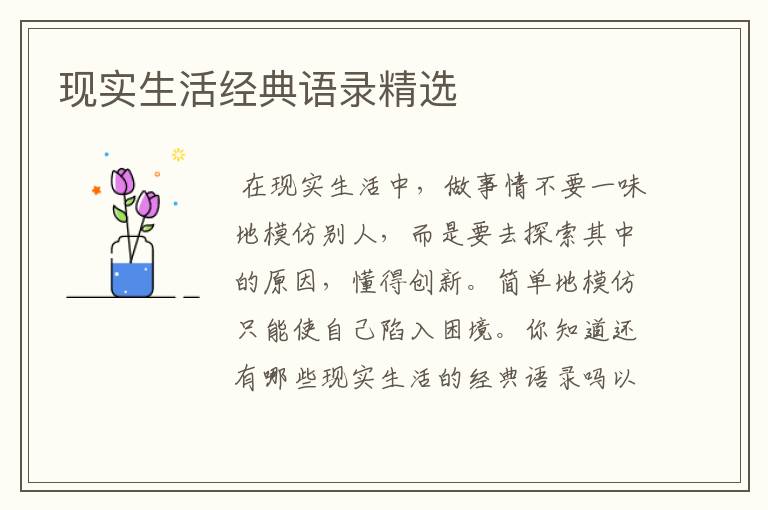 现实生活经典语录精选