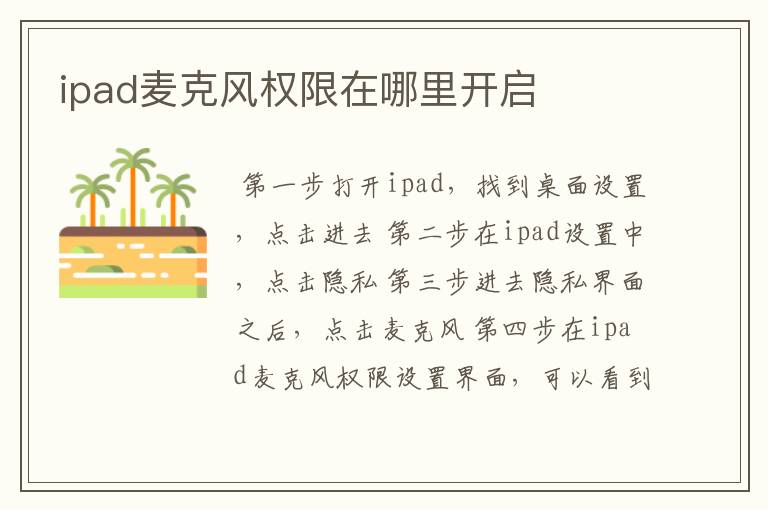 ipad麦克风权限在哪里开启