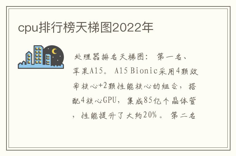 cpu排行榜天梯图2022年