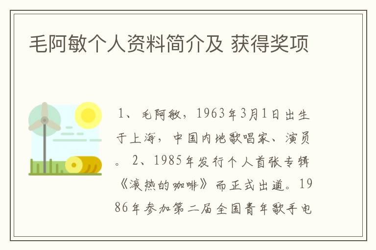 毛阿敏个人资料简介及 获得奖项